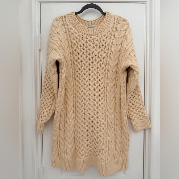English Factory Sweaters - English Factory Cable Knit Legging Sweater Chunky Grandpa Sweater Cream Size-M